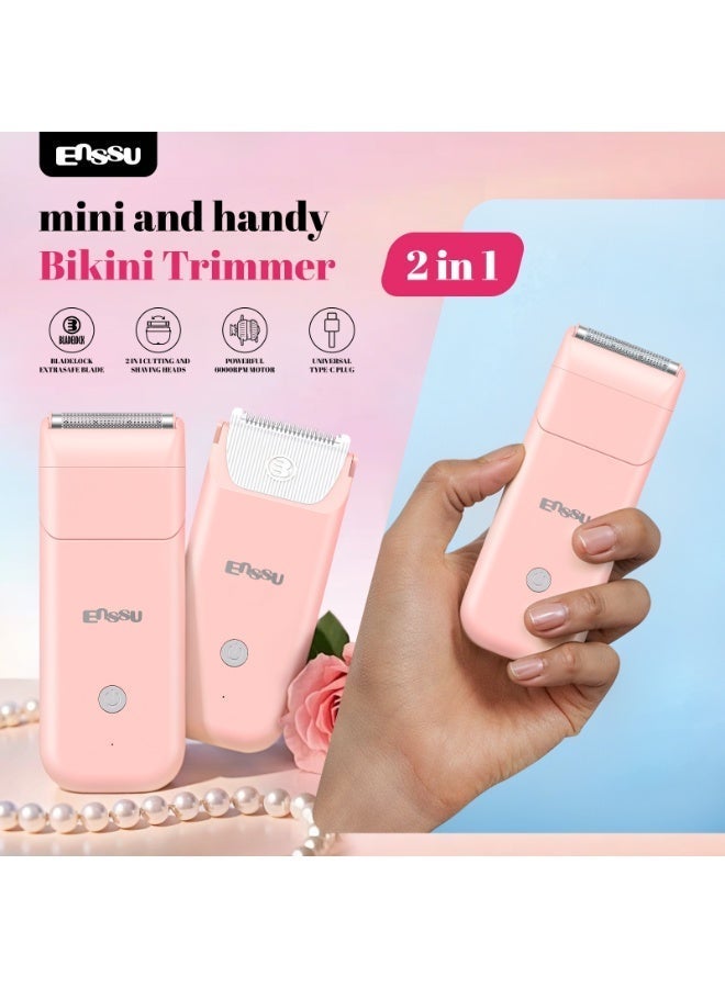 ENSSU 2-in-1 Ladies Bikini Trimmer & Body Shaver with Safe BladeLock Technology, Ultra-Thin Portable, 6000RPM Motor, Type-C Fast Charge, IPX7 Waterproof, Low Noise for Face, Bikini, Legs, Armpit - Image 3